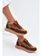 Zamszowe Sneakersy Damskie Big Star OO274A313 HI-POLY SYSTEM Brązowe Panterka