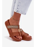 Dámské platformové sandály s pásky a zlatým detailem Camel Tahlia Dámské platformové sandály s pásky a zlatým detailem Camel Tahlia