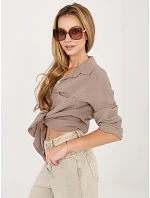 Koszula MI KS model 22102626 ciemny bezowy - FPrice Koszula MI KS model 22102626 ciemny bezowy - FPrice