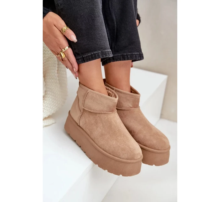 Dámske snežnice na platforme Ninala - tmavo béžové Dámske snežnice na platforme Ninala - tmavo béžové