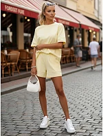 Bavlnená dámska súprava so šortkami Poľský výrobok žltá FashionStreet AY1170