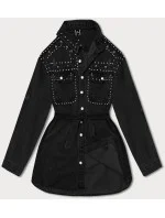 Čierna dámska džínsová oversize bunda (M6958)