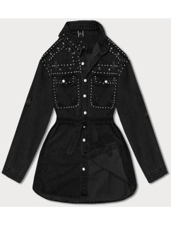 Čierna dámska džínsová oversize bunda (M6958)