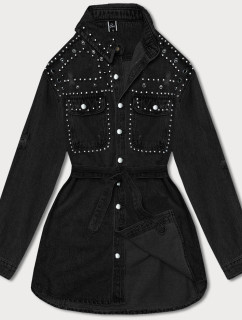 Čierna dámska džínsová oversize bunda (M6958)