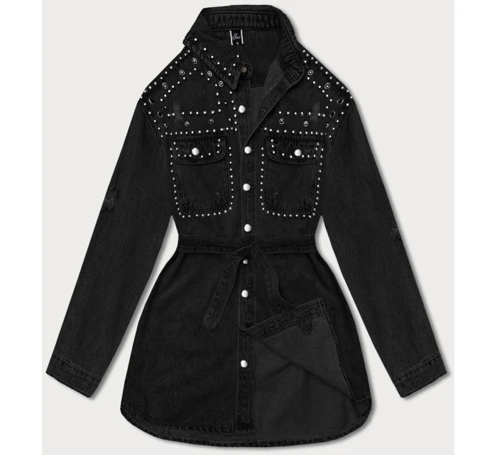 Čierna dámska džínsová oversize bunda (M6958)