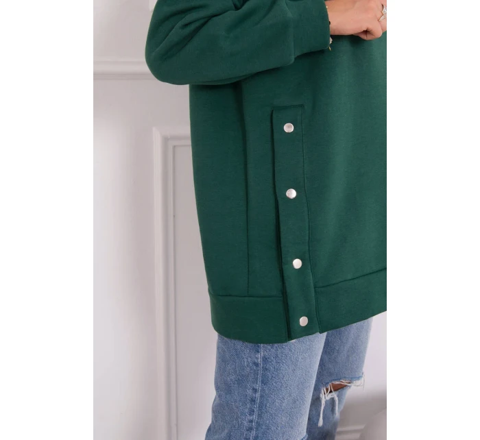 Zateplená mikina s patentkami tmavo zelená