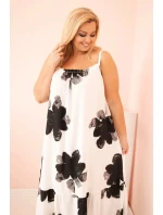 Dámské šaty na ramínka s volánem a květinovým potiskem černá Dámské šaty na ramínka s volánem a květinovým potiskem černá
