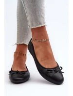 Baletky z ekologické kůže s černou mašlí