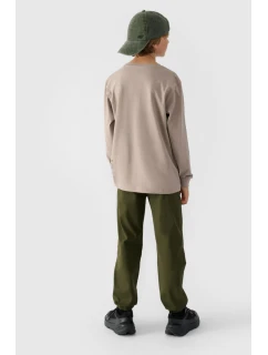 Chlapecké Kalhoty Jogger Casual Hladké Khaki model 21668677 - 4F