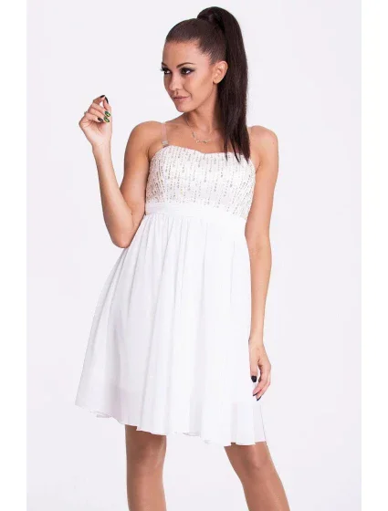 EVA & dámské značkové šaty s sukní bílé Bílá / L EVA& model 15042818 - EVA&LOLA