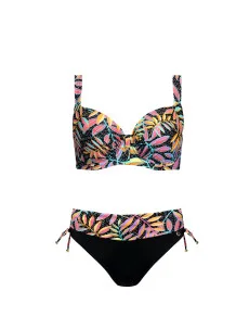 Dámske dvojdielne plavky Palermo 5 S995PA5-2 Black with Leaves - Self