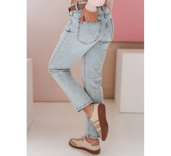 Dámské džínové kalhoty slim fit s páskem modré Dstreet model 21983375 - FashionStreet