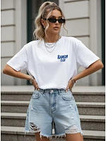 Dámske tričko oversize s potlačou, biele, FashionStreet NX9506RY