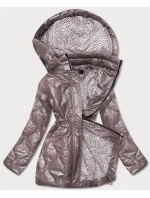Dámska bunda vo farbe cappucino s ozdobnou podšívkou (BH2182)