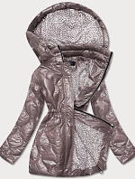 Dámska bunda vo farbe cappucino s ozdobnou podšívkou (BH2182)