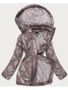 Dámska bunda vo farbe cappucino s ozdobnou podšívkou (BH2182)