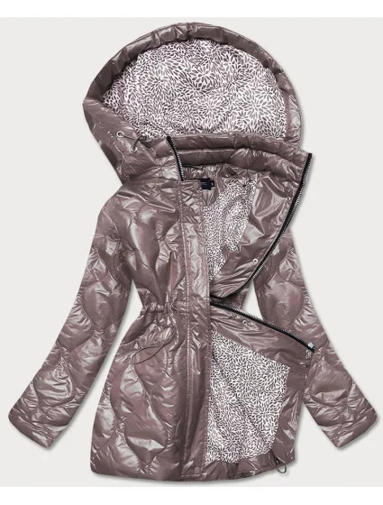 Dámska bunda vo farbe cappucino s ozdobnou podšívkou (BH2182)