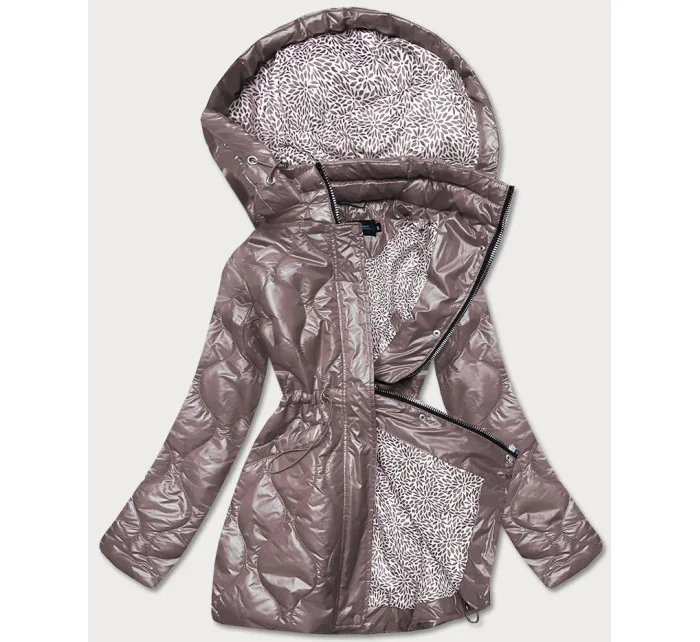 Dámska bunda vo farbe cappucino s ozdobnou podšívkou (BH2182)