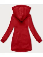 Tmavě červená rozepínací dámská mikina z různých spojených materiálů model 20722433 - LHD Tmavě červená rozepínací dámská mikina z různých spojených materiálů model 20722433 - LHD