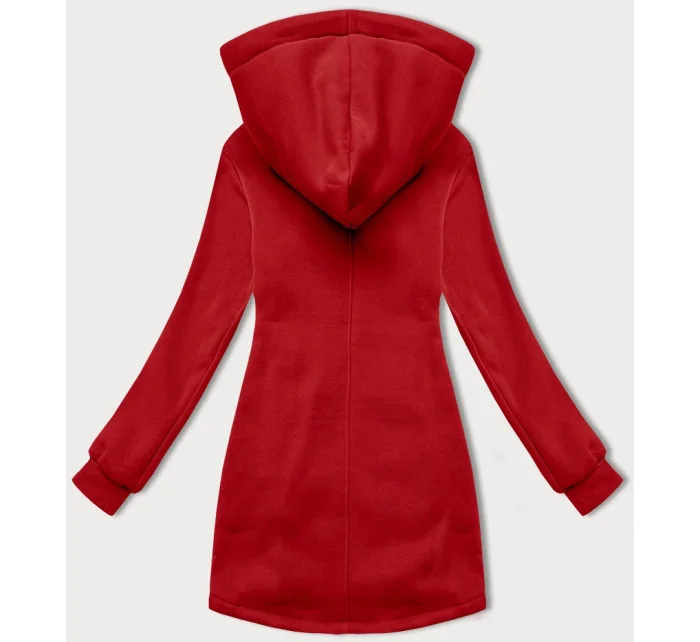 Tmavě červená rozepínací dámská mikina z různých spojených materiálů model 20722433 - LHD Tmavě červená rozepínací dámská mikina z různých spojených materiálů model 20722433 - LHD