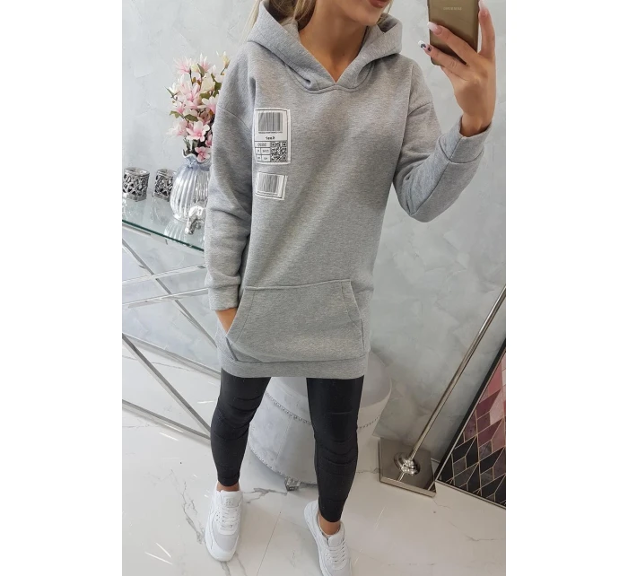 Mikina s kapucňou a nášivkami sivá