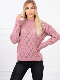 Polovičný rolák s diamantovým vzorom tmavoružovej farby