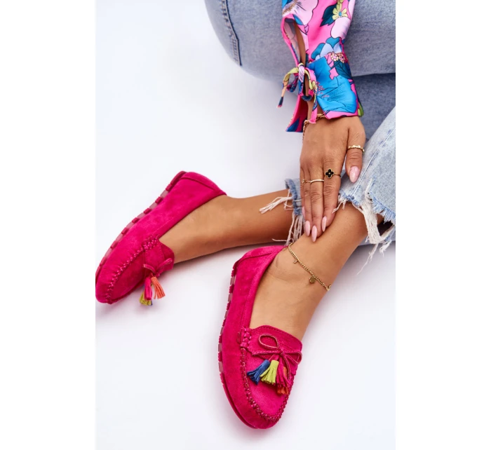 Zamszowe Mokasyny Z Kokardą I Frędzlami Fuksja Dorine Zamszowe Mokasyny Z Kokardą I Frędzlami Fuksja Dorine