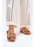 Płaskie Klapki Damskie Z Ozdobnym Detalem Camel Nellodra Płaskie Klapki Damskie Z Ozdobnym Detalem Camel Nellodra