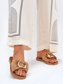 Ploché Dámské Sandály S Ozdobným Detalem Camel model 21689992 - Boto