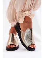 Dámské Pantofle Na Klínu Se Zipem Zlaté model 21692800 - Boto Dámské Pantofle Na Klínu Se Zipem Zlaté model 21692800 - Boto