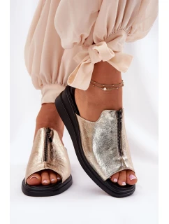 Dámské Pantofle Na Klínu Se Zipem Zlaté model 21692800 - Boto