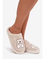 Zimní plyšové papuče s medvídkem Béžové Noralie