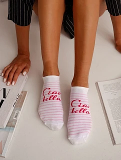 Ponožky Kotníčkové Pruhy CIAO BELLA Bílomodré
