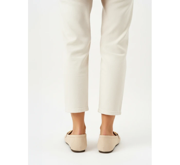 Dámske semišové mokasíny s kovovou prackou béžové FashionStreet ZY1341