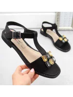 Zirkónové pohodlné sandále S.Barski W OLI261A black Zirkónové pohodlné sandále S.Barski W OLI261A black