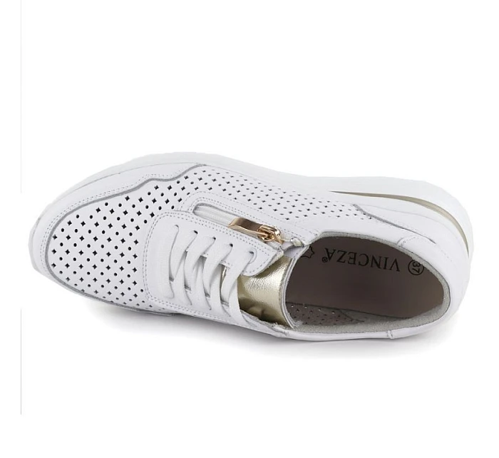 Bílé kožené tenisky model 22068778 s otevřenou platformou - VINCEZA Bílé kožené tenisky model 22068778 s otevřenou platformou - VINCEZA