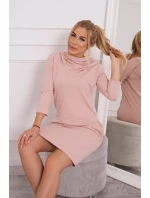 Šaty s kapucňou a vreckami tmavo púdrovo ružové