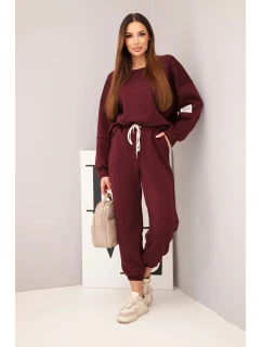 Komplet mikina + kalhoty máslový tmavě bordový