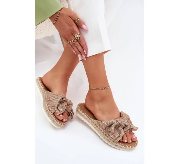 Klapki Damskie Na Platformie Z Plecionką I Kokardką Multikolor Alpireda Klapki Damskie Na Platformie Z Plecionką I Kokardką Multikolor Alpireda