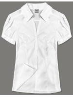 Biela dámska košeľa s krátkymi rukávmi (0666#)
