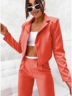 Dámska súprava v koralovej farbe - krátke sako a široké nohavice (8263) Dámska súprava v koralovej farbe - krátke sako a široké nohavice (8263)