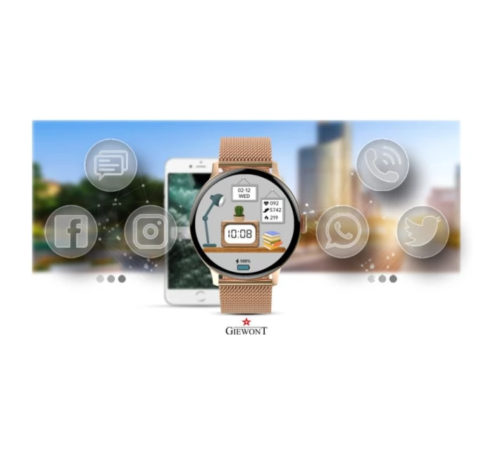 Dámské chytré hodinky Pink Gold model 21804667 - Giewont Dámské chytré hodinky Pink Gold model 21804667 - Giewont
