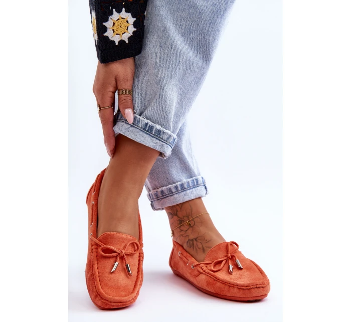 Damskie Zamszowe Mokasyny Pomarańczowe Si Passione Damskie Zamszowe Mokasyny Pomarańczowe Si Passione