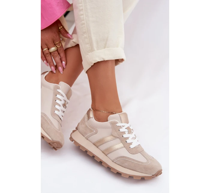 Semišové dámské tenisky na platformě model 22007463 tmavě béžové - S.Barski Semišové dámské tenisky na platformě model 22007463 tmavě béžové - S.Barski