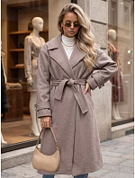Dlhý dámsky kabát s viazaním v páse, Fango FashionStreet NY0810 Dlhý dámsky kabát s viazaním v páse, Fango FashionStreet NY0810