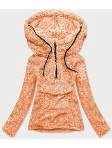 Oranžová melanžová plyšová dámska mikina (HH008-48)