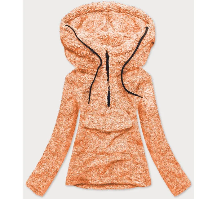Oranžová melanžová plyšová dámska mikina (HH008-48)