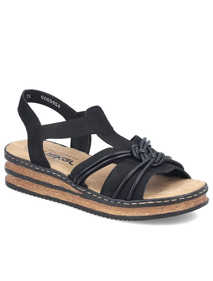 Dámské sandály s podrážkou černé model 22097417 - Rieker Dámské sandály s podrážkou černé model 22097417 - Rieker