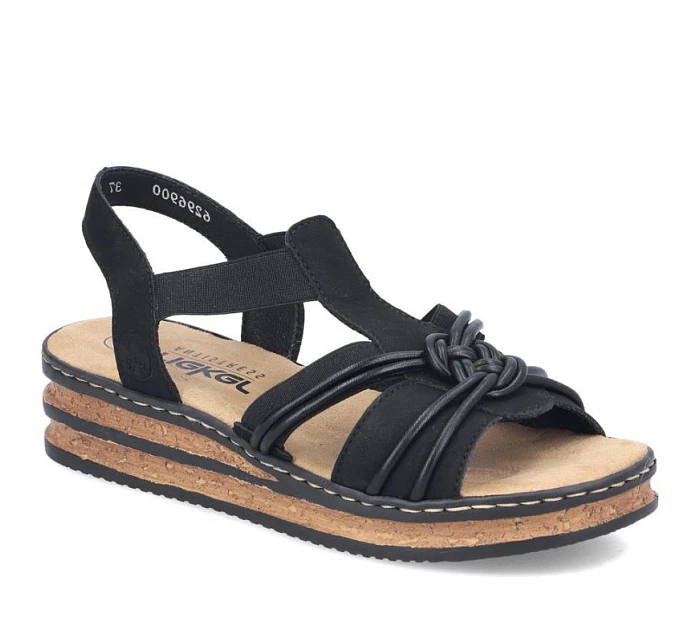 Dámské sandály s podrážkou černé model 22097417 - Rieker Dámské sandály s podrážkou černé model 22097417 - Rieker