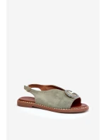 Płaskie Sandały Z Ozdobą Zielone Haliones Płaskie Sandały Z Ozdobą Zielone Haliones